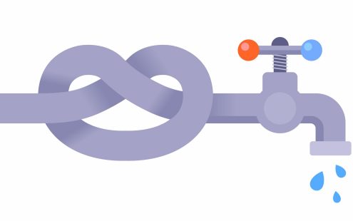 knotted water pipe. water faucet. flat vector illustration.