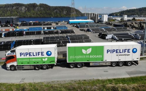 Vår 25,25m modulvogntog som kjører på biogass får nå en elektrisk kollega!