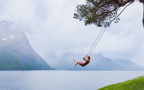 romantic girl on the swing, sweet dreams, daydream concept background