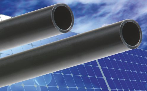 UV bestandig pansret PVC korrugert el-rør, med innvendig  lavfriksjonsbelegg, 1250N, Svart