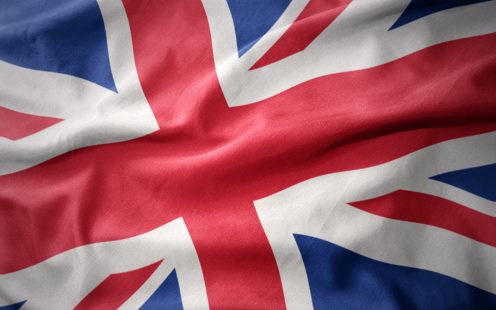 waving colorful national flag of great britain.