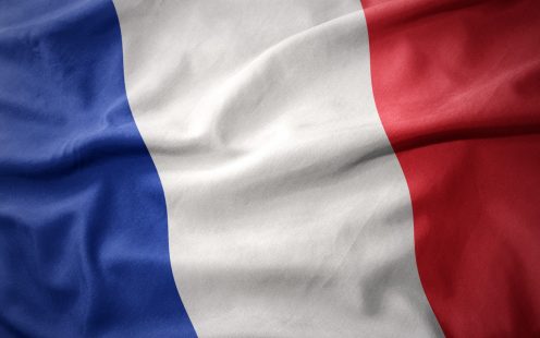 waving colorful national flag of france.