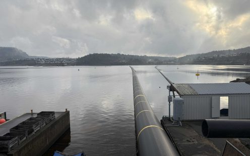 Pipes with 570 meter lengths are ready for transport.